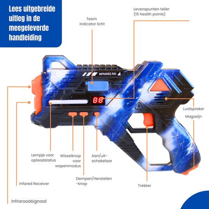 Virosa Laser Tag Set – 4 Player Multiplayer Set with Vests & 360° Sensors