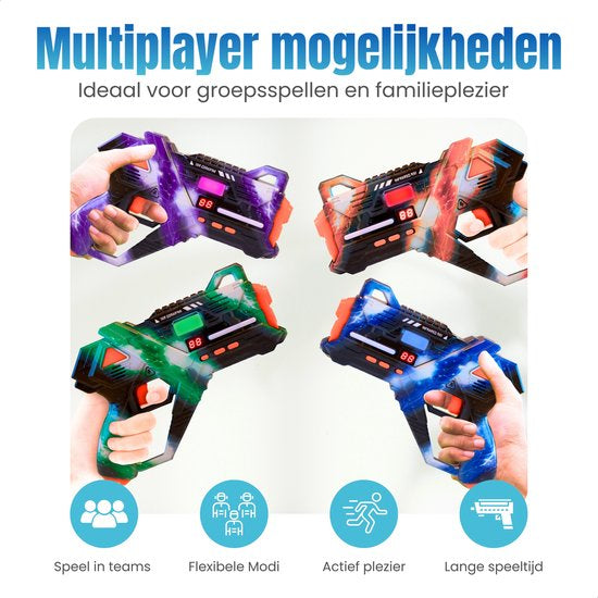 Virosa Lasergame Set – 4 Persoons Multiplayer Set met Vesten & 360° Sensoren