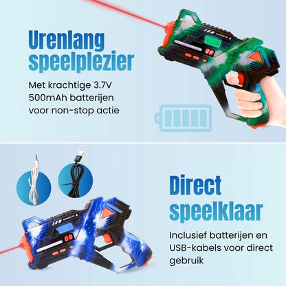 Virosa Laser Tag Set – 4 Player Multiplayer Set with Vests & 360° Sensors