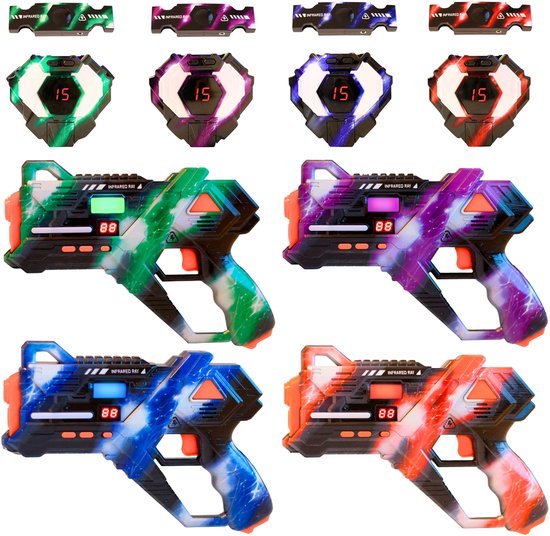 Virosa Lasergame Set – 4 Persoons Multiplayer Set met Vesten & 360° Sensoren