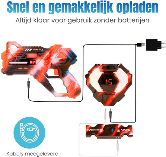 Virosa Lasergame Set – 4 Persoons Multiplayer Set met Vesten & 360° Sensoren